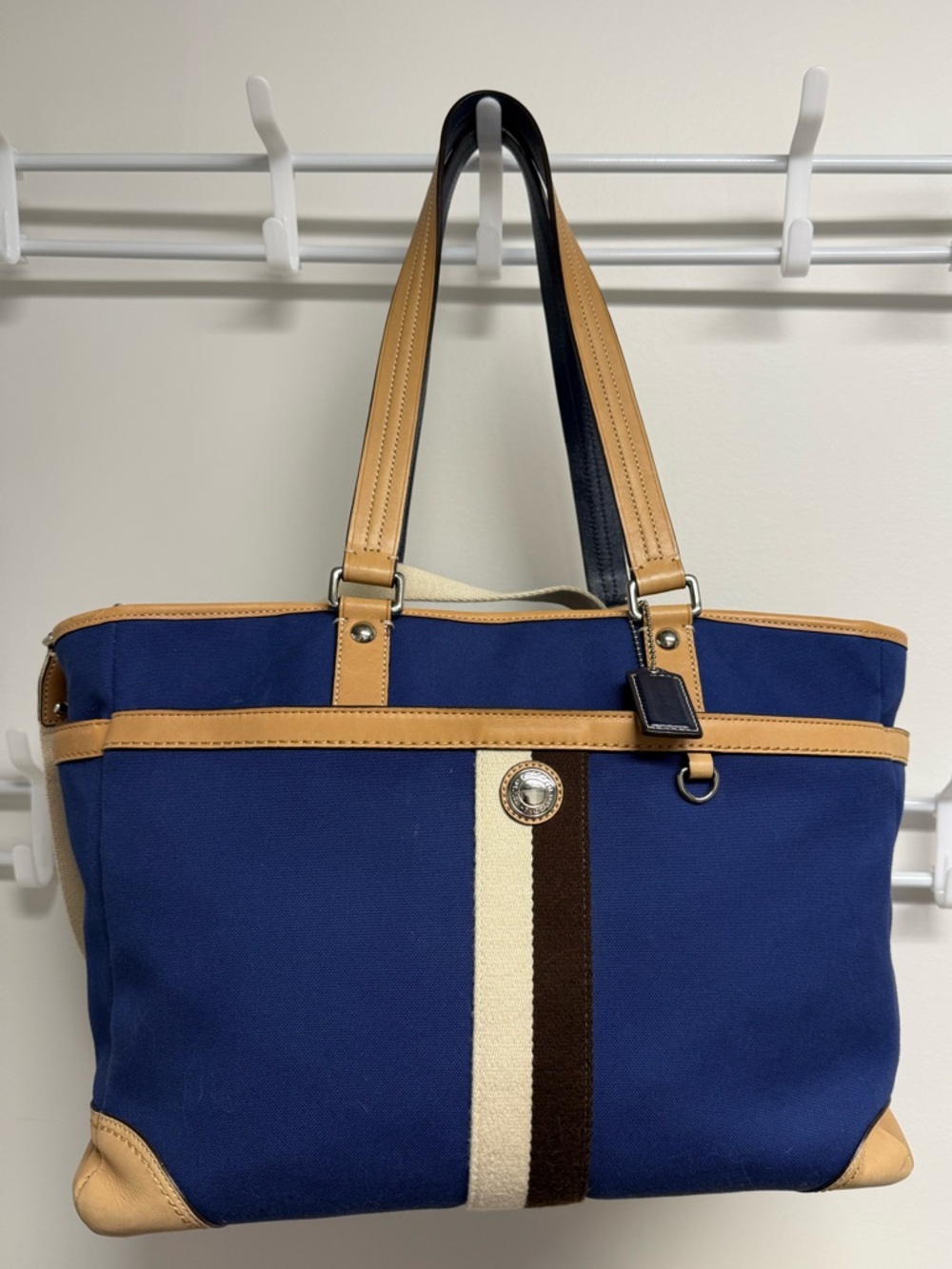 Coach Voyager Multipurpose Tote- Blue and Tan F77128